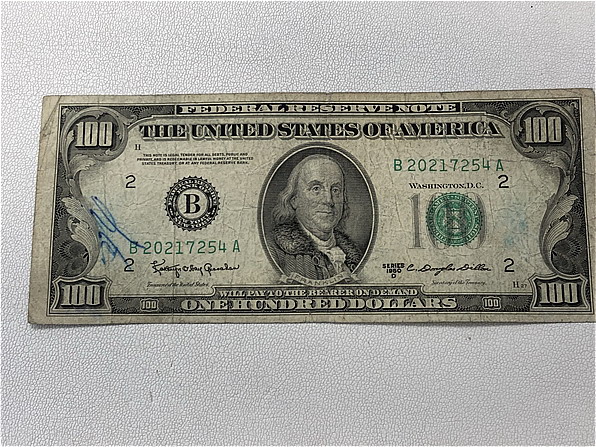 旧100ドル紙幣　1枚